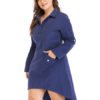 Plus Size Long Sleeve Buttons Shirt Dress - Image 4
