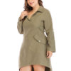 Plus Size Long Sleeve Buttons Shirt Dress - Image 3
