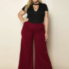Plus Size Pants Burgundy Wide Leg Long Pants