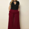 Plus Size Pants Burgundy Wide Leg Long Pants - Image 2