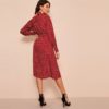 Polka Dot Print Ruffle Trim Cut Out Neck Sexy Dress - Image 4