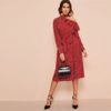 Polka Dot Print Ruffle Trim Cut Out Neck Sexy Dress - Image 6