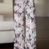 Pajama Lounge Pants Women Floral Pants Drawstring Grey Palazzo Pants - Image 2