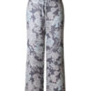 Pajama Lounge Pants Women Floral Pants Drawstring Grey Palazzo Pants - Image 3