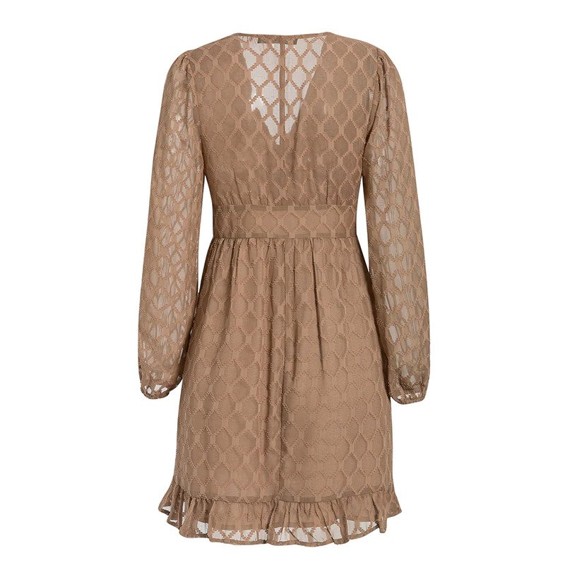 Retro Short Ruffles V Neck Party Dresses - Image 10