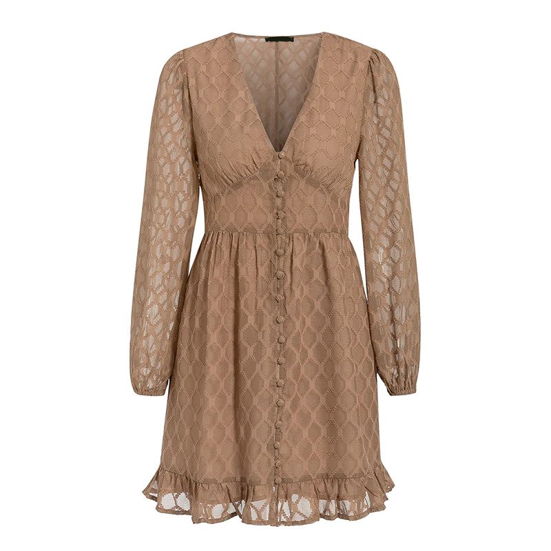 Retro Short Ruffles V Neck Party Dresses - Image 9