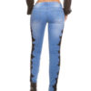 Ripped Cut Out Lace Skinny Denim Jeans For Women - Image 4