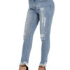 Ripped Distressed Skinny Denim Pants For Women