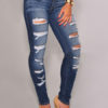Ripped Jeans Deep Blue Denim Jeans For Women - Image 2
