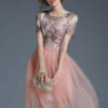 Round Neck Short Sleeve Jacquard Semi Sheer