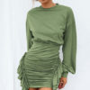 Jewel Neck Long Sleeves Pencil Dress - Image 2