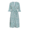 Ruffle Bow Deep V Wrap Plus Size French Floral Dress - Image 4