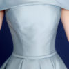 Satin Off The Shoulder Prom Dress Lace Up Pleated Knee Length Dress - Image 8