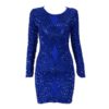 Sequins O-Neck Long Sleeve Sexy bodycon Party Dress