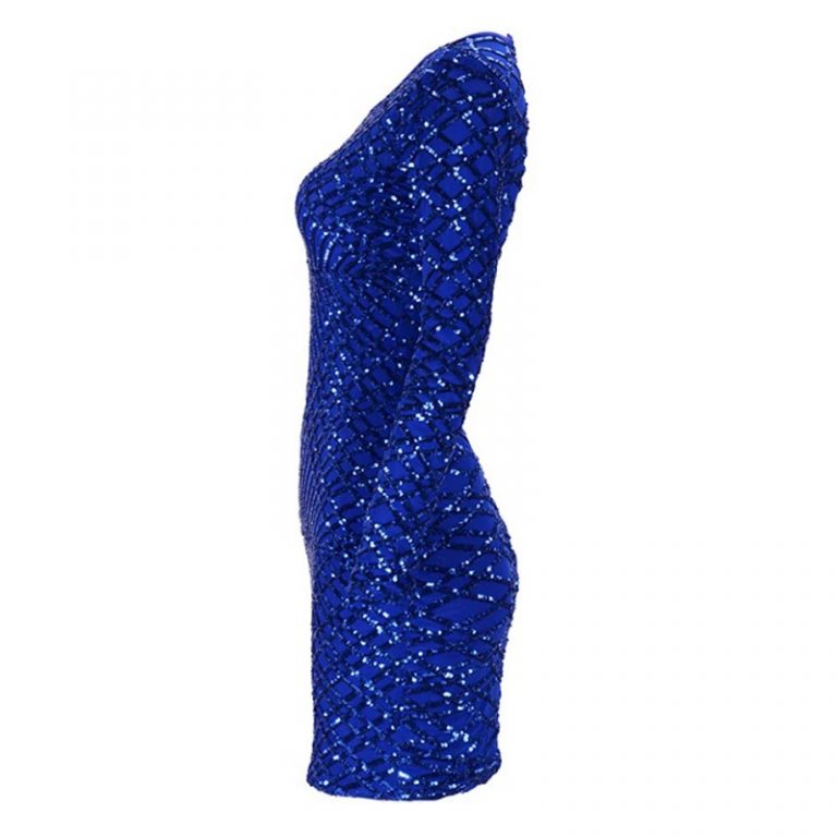 Sequins O-Neck Long Sleeve Sexy bodycon Party Dress - Image 2