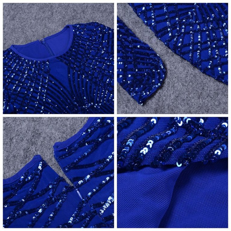 Sequins O-Neck Long Sleeve Sexy bodycon Party Dress - Image 4