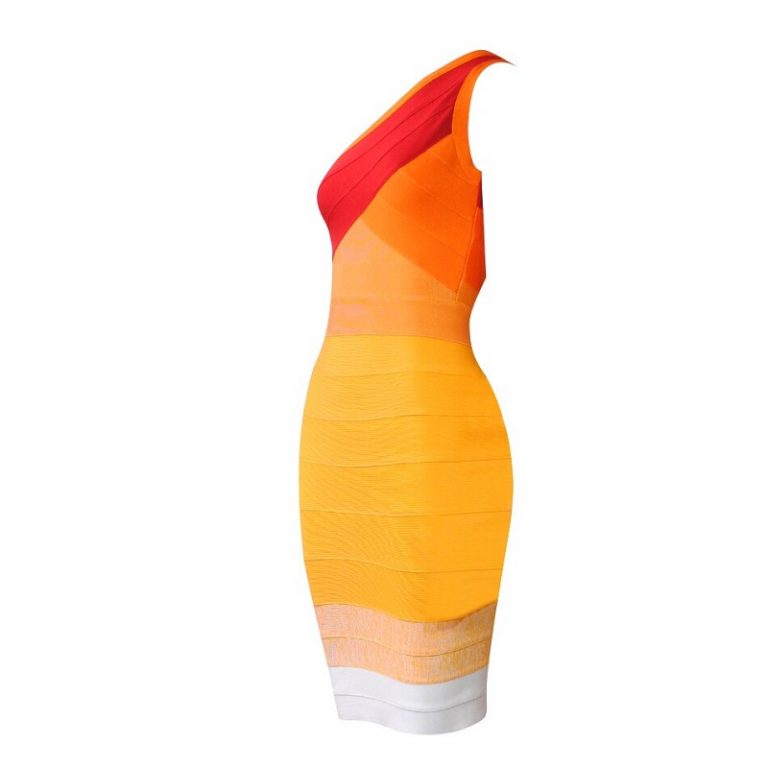 Sexy Bandage One Shoulder Sleeveless Celebrity Evening Party Dress - Image 7