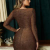 Sexy Bodycon Plunging Twisted Shaping Mini Dress - Image 4