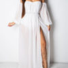 Sexy Cold Shoulder Split Front Long Sleeves Maxi Dresses - Image 2