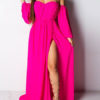 Sexy Cold Shoulder Split Front Long Sleeves Maxi Dresses - Image 3