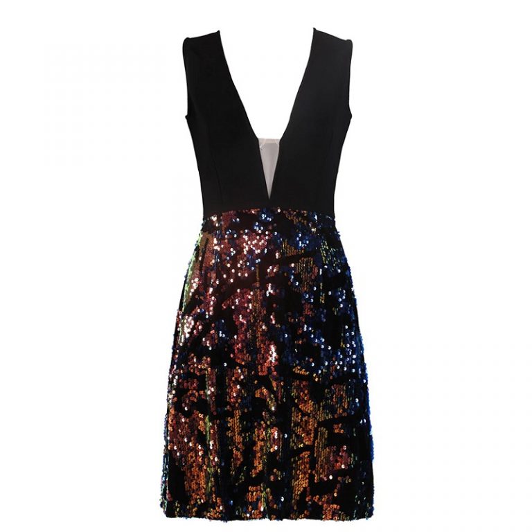 Sexy Deep V-Neck Sleeveless Sequins Tank Bodycon Party Dress - Image 2