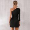 Sexy One Shoulder Deep V Celebrity Mini Bodycon Club Dress - Image 6