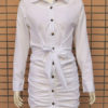 Sexy Ruched Bodycon Button Mini Dress - Image 2