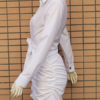 Sexy Ruched Bodycon Button Mini Dress - Image 4