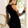Sexy Velour Cold Shoulder Mini Dress - Image 4