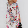 Sleeved Printed V Neck Mini Dress - Image 4