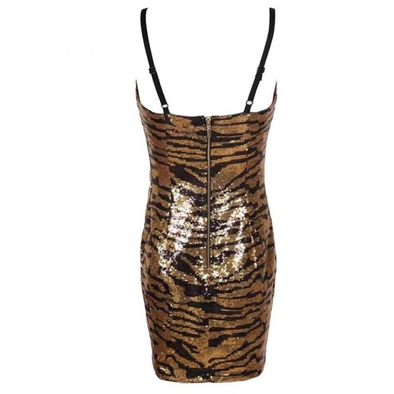 Spaghetti Strap Leopard Print Sexy Mini Club Dress - Image 3