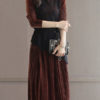 Stand Collar Midi Dress Pleated Dress