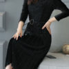 Stand Collar Midi Dress Pleated Dress - Image 5