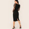 Star Print Puff Sleeve Long Sleeve Elegant Bodycon Party Dress - Image 2