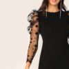 Star Print Puff Sleeve Long Sleeve Elegant Bodycon Party Dress - Image 3