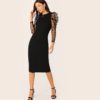 Star Print Puff Sleeve Long Sleeve Elegant Bodycon Party Dress - Image 5