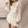 Transparent Long Sleeve Polka Dot Mini Dress