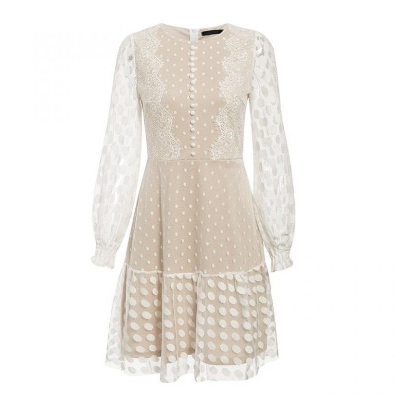 Transparent Long Sleeve Polka Dot Mini Dress - Image 3