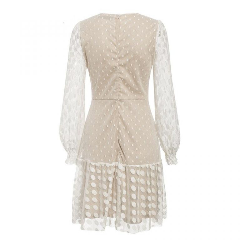 Transparent Long Sleeve Polka Dot Mini Dress - Image 4
