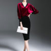 Two Tone Backless Velour Bodycon Dress - Image 2