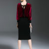 Two Tone Backless Velour Bodycon Dress - Image 3