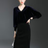 Two Tone Backless Velour Bodycon Dress - Image 4