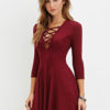 V Neck Criss Cross Shaping Pleated Short Flare Dress - Image 2