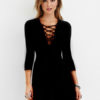 V Neck Criss Cross Shaping Pleated Short Flare Dress - Image 3