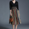 V Neck Half Sleeve Printed Slim Fit Flare Dress