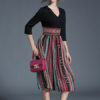 V Neck Half Sleeve Printed Slim Fit Flare Dress - Image 2