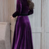 V Neck Lace Buttons Long Party Dress - Image 7
