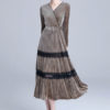 V Neck Lace Two Tone Party Dress