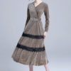 V Neck Lace Two Tone Party Dress - Image 2