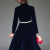 Velour Shirt Turndown Collar Ink Blue Midi Dress - Image 3